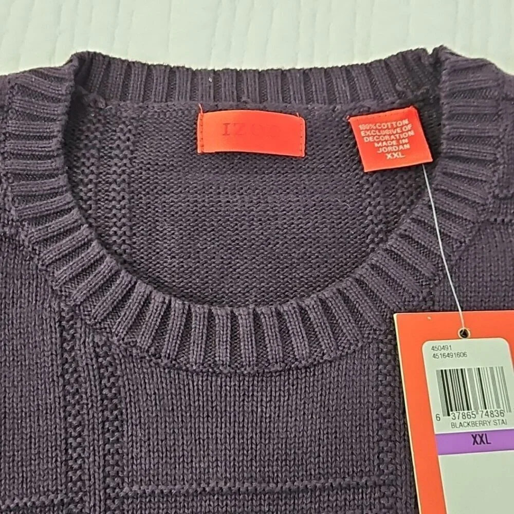 Izod Luxury Sport Blackberry‎ Purple Chunky Cable Knit Sweater Men's XXL NWT NEW